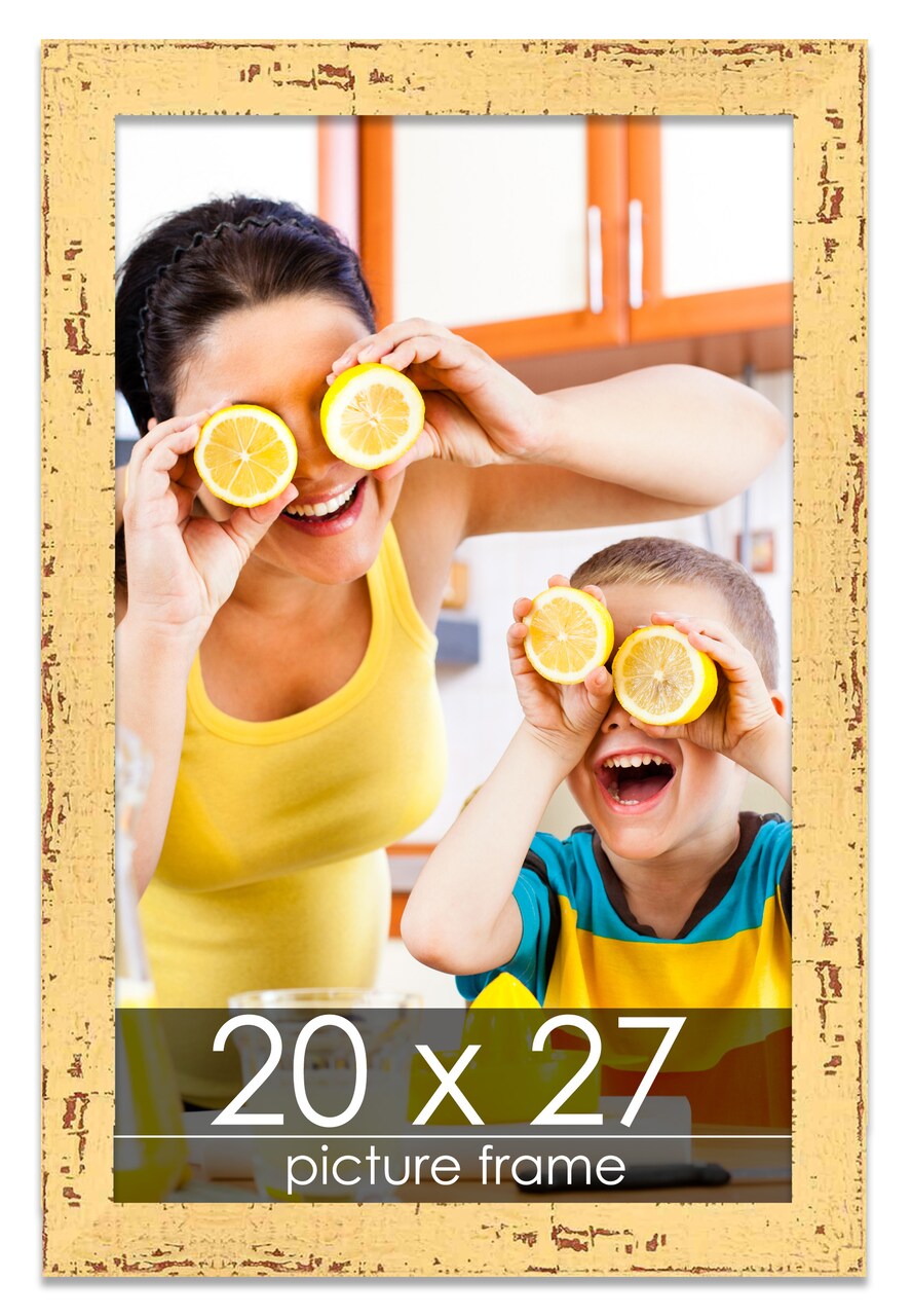 20x27 Shabby Chic Picture Frame with UV-Resistant Acrylic & Acid Free Backing, Available in 9 Finishes - Black, Blue, Brown, Green, Orange, Pink, Red, and White